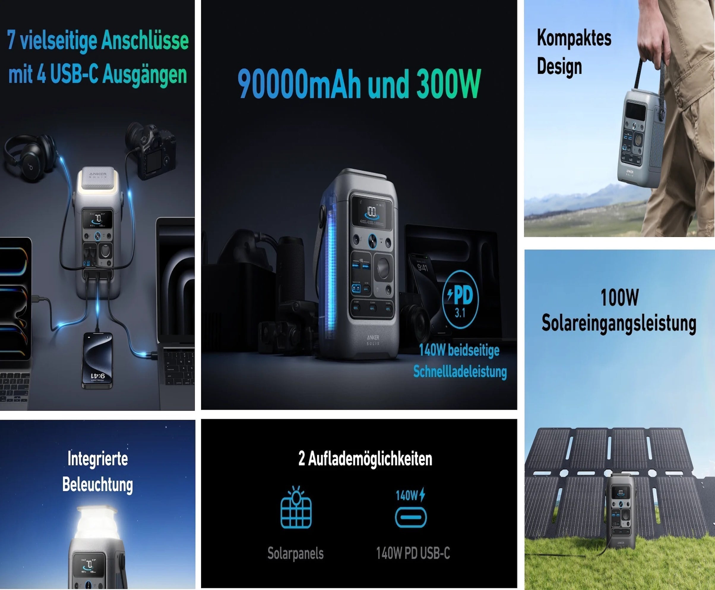 Anker SOLIX C300 DC PowerStation 90000mAh (288Wh) | 300W B-Ware